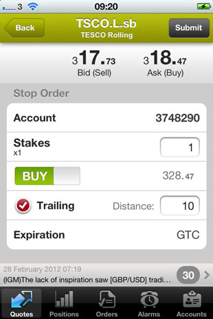 Mobile Trading: Tesco Rolling Daily Order
