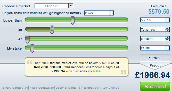 Binary Spread Betting