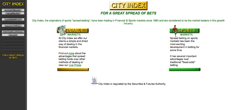 Early Version of CityIndex Website