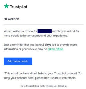 Trustpilot will delete negative reviews